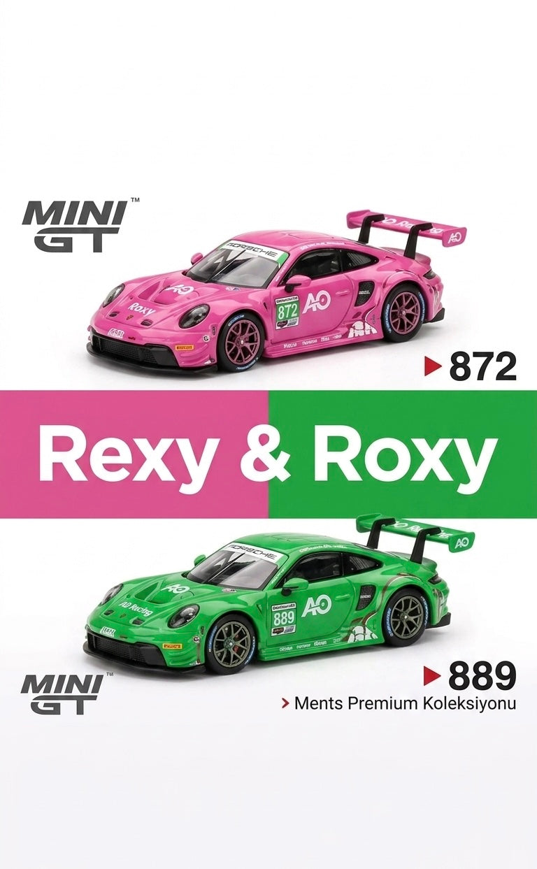 Mini GT Porsche 911 GT3 R AO Racing "Rexy & Roxy" İkili Koleksiyon Seti (Sınırlı Sayıda)